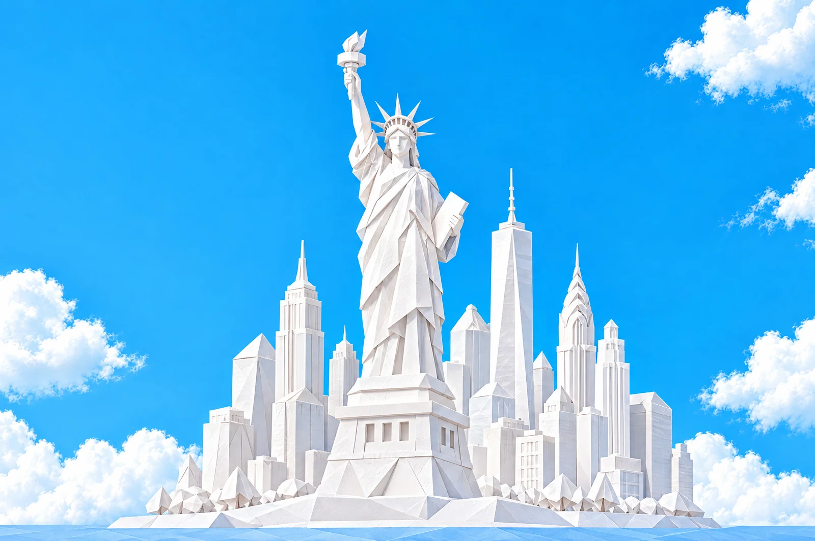 Papírové panorama New Yorku se Sochou Svobody